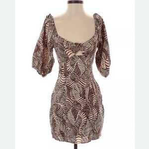 Mango Brown and White Printed Mini Dress